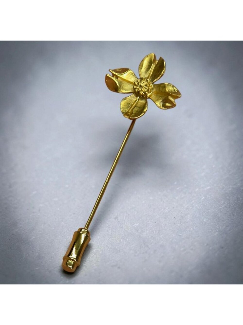 Gold-Tone Napier Floral Stick Pin Brooch Vintage Flower Design Signed Jewelry